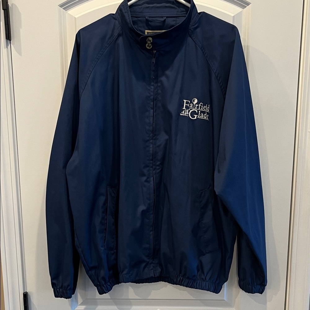 Duckster Fairfield Glade Navy Windbreaker Jacket LG Zip Front Golf Resort Jacket